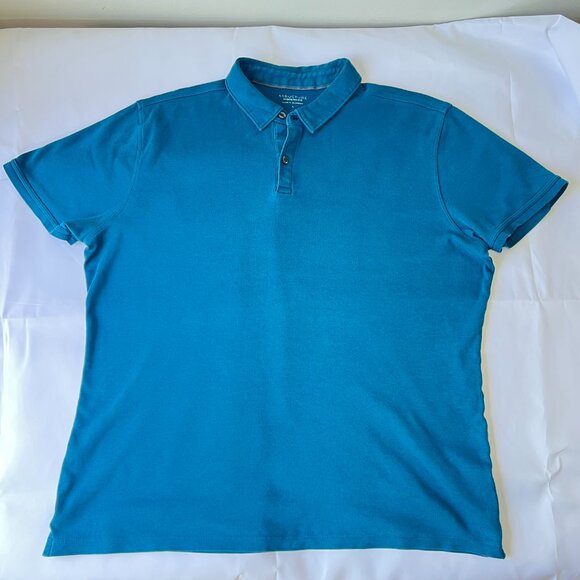 Structure Teal Stretch Cotton Men’s Polo Shirt – Size Large w/ Extra Button - Picture 6 of 14